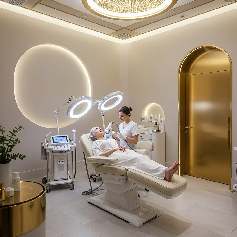 Procedimento estético facial em clínica contemporânea